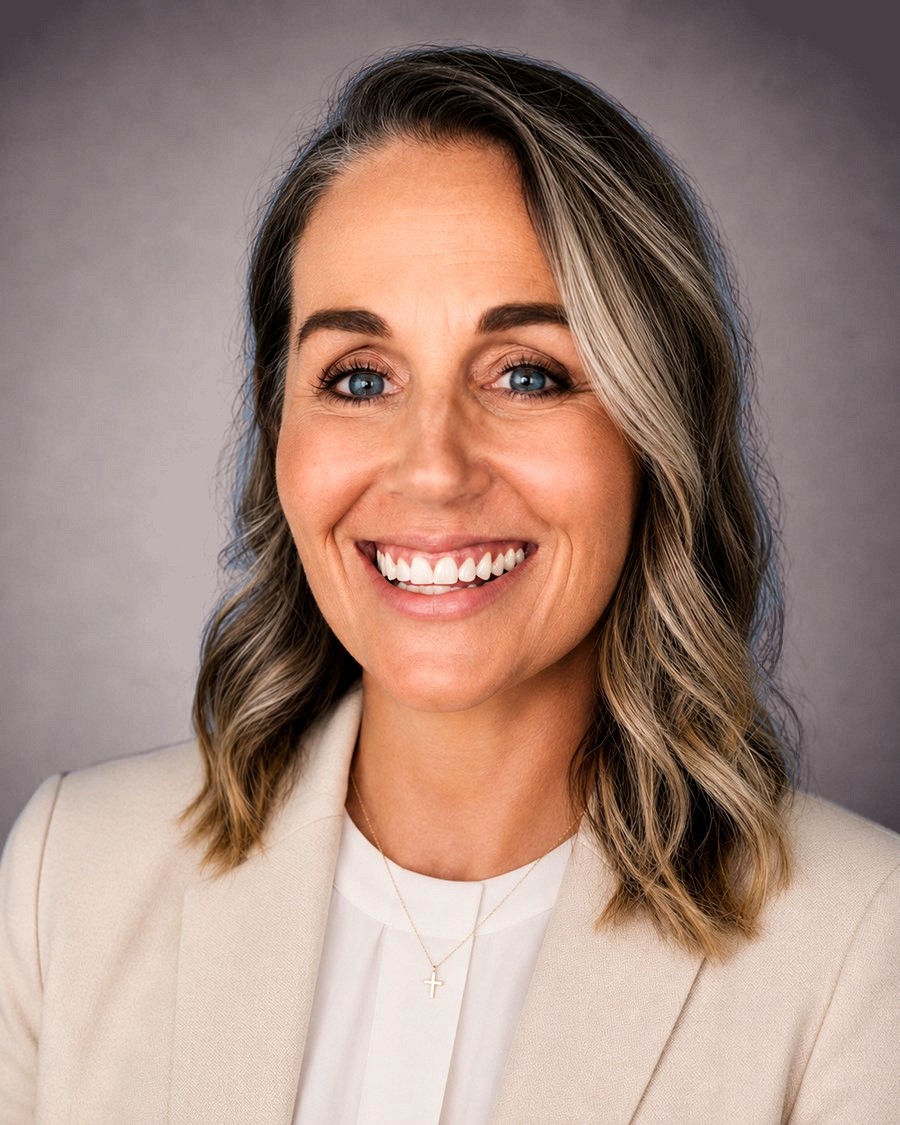 Susan Connelly-Wright, smiling, in a cream blazer.